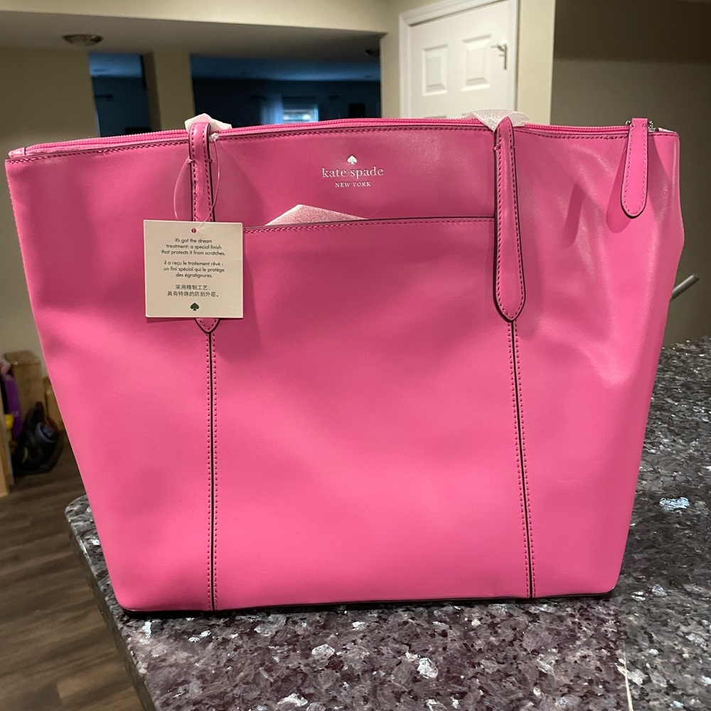 Kate Spade Rey  Tote Bag in Bright Peony leather